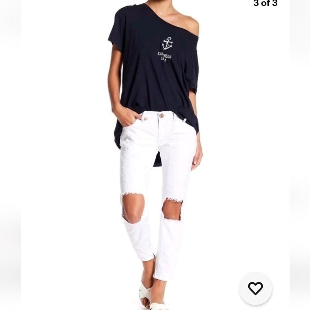 One Teaspoon 163771 Women's White Beauty Freebird Edgy Distressed Jeans Sz. 26
